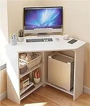 Corner Computer Desk, Triangle Desk with Storage Shelves,Can be Freely Spliced and Assembled, for Small Spaces, Corner Vanity Desk for Home, Bedroom, Living Room, Office(White)