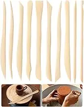 10 PCS Wooden Clay Pottery Play Dough Modeling Tools, Double-Ended Pottery Clay Carving Tools for Carving, Shaping, Embossing, Smoothing, Cutting, Detailing