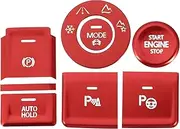 X AUTOHAUX Gear Shift Box Button Sticker with Adhesive Interior Console Button Switch Trim Cover for Volkswagen Atlas 2018-2021 Aluminum Alloy Red (Set of 8)