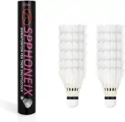 SPPHONEIX 12-Pack Intact Goose Feather Badminton Shuttlecocks High Stability NEW