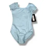 Bloch Dance Girls Dujour Microlux Short Sleeve Leotard Pastel Blue Size 4-6 NWT