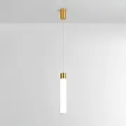 TONFON Round Long Tube Chandelier Gold Metal Pendant Light with Flute Shaped Acrylic Shade, Modern LED Hanging Light for Kitchen Island Living Room Bedroom Bedside Dining Room Hallway Ceiling Light Fi