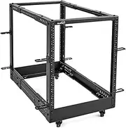NavePoint 12U 4 Post Server Rack – Open Frame Rack for 19 Inch Equipment, Adjustable Depth 4-Post Network Rack with Casters Wheels, 12U Server Rack 1320lbs Capacity, Black