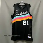 男式全新原創 NBA 聖安東尼奧馬刺隊 #21 TIM DUNCAN CITY EDITION 球衣熱壓黑色