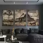 3pcs Rustic Farmhouse Wall Art Set - Art Deco Classic Retro Sty Canvas Unframed