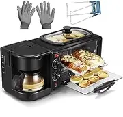 3-in-1 Breakfast Maker Station, 12L Electric Breakfast Machine with Baking Pans, Grills, Kettles and Frying Pans, 100℃-230℃ Adjustment and 30min Timing, 2800W Multifunction Maker for Home