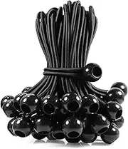 Joneaz Bungee Balls 6 Inch,Black Bungee Cord for Canopy Tarp,0.8 Inch Ball, UV Resistant,50-Piece