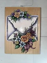 Stampendous P065 Floral Spring Envelope Wood Rubber Craft Scrapbook Stamp 1998