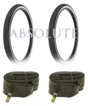 PAIR OF WHITE BICYCLE RALSON TIRES W/TUBES IN 26X 2 X 1-3/4 S7 DIAMOND TREAD