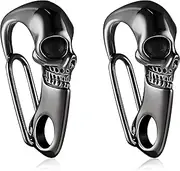 [Hicarer] 2 Pieces Skull Key Chain Skull Wallet Chain for Men Heavy Metal Skull Key Ring Skull Clasp Key Buckle
