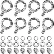 uxcell 8-Sets Stainless Eyebolt M10x16mm Shoulder Lifting Eye Bolt with Nuts Washers, Male Screw Thread Ring Shoulder Eye Bolts Length 0.63 Inch for Suspending/Fastening