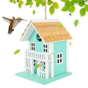 Garden Bird House Green Wood Hanging Bird House Wooden Birdhouse Gift for Bir...