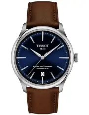 [Tissot] Chemin des Tourelles Powermatic 80 39mm T1398071604100 Watch in Blue/Brown Leather