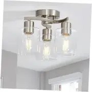 Ceiling Light Fixture, Modern Semi Flush Mount Ceiling 3 Light Brushed Nickel