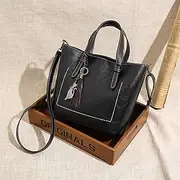 JUNMIN Ladies Fashion Pendant Tassel Handbag Shoulder Bag (Color : Black)