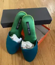 NIB Anne Klein Women's Size 8B Slip On Mule Shoe/Slipper Turquoise/Lime Green