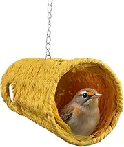 Bird Swing - Natural Hangable Hammock Swing Nest for Bird | Woven Hangable Habitats Tunnel Accessories Toys for Parrot Cockatiel Lovebird Finch Conure Hamster