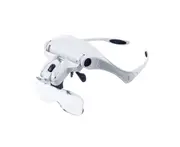 Head Mount Magnifier with LED Lights Magnifying Headband Glasses 5 Replaceable Lenses for Reading Close Work Jewelry Loupe Watch Repair (1.0X, 1.5X, 2.0X,