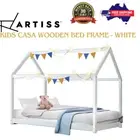 Artiss Wooden Single Bed Frame for Kids Solid Pine Timber White House Design