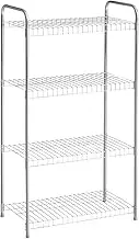 Rubbermaid 4-Tier Heavy Duty Wire Shelf, Satin Nickel, Easy Assemble with Hardware Included, for Food/Laundry/Closet Home Storage Use
