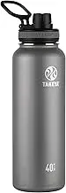 Takeya Originals 40 oz Vacuum Insulated Stainless Steel Water Bottle with Straw Lid, Graphite