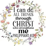 Fabric Panel 8"x8" Phillipians 4:13 Scripture 100% Cotton Quilting Sewing Block Square M468