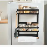在飛比找momo購物網優惠-【fioJa 費歐家】雙層 磁吸冰箱置物架 廚房紙巾收納架(