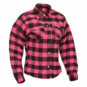 RIDERACT® Women Flannel Shirt Pink Road Series Reinforced Flannel Motorcycle Shirt