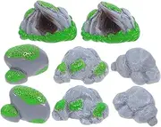 OFFSCH 8pcs Resin Moss Rocks for Micro Landscape Decorative Miniature Garden Ornaments for Decor