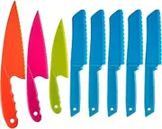 JOVITEC 8 Pcs Kid Cooking Kitchen Knife Set, Plastic Serrated Edges Children's Safe Chef Nylon Knives for Cutting Fruit Bread Cake Salad Lettuce Kids Cooking Supply(null)