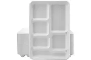 240pcs Sugarcane Bagasse 6 Compartment Lunch Paper Tray Plates 32x22cm (12.5" x 8.6") Bulk