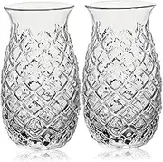 Pineapple Glasses, 2pcs 16.2 Oz Pineapple Glass Mug, Clear Pineapple Glasses for Cocktails, Retro Cocktail Glasses, Pineapple Cups, Drinking Glasses for Wine Martini Whiskey Juice