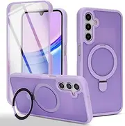 [Cavor] for Samsung Galaxy A15/ A15 5G Case' Built-in Screen Protector Magnetic Invisible Kickstand Compatible with MagSafe Cover 360° Full Body Protective Frosted Matte Phone Cases-Stand Light Purple