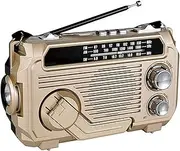 Solar Hand Crank Emergency Radio with Waterproof Bluetooth Speaker, with AM FM SW Portable Solar Powered Radio, Wind Up Flashlight Phone Charger, for Indoor/Outdoor Emergencies Survival (Desert)