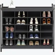 [STO STO] Shoe Rack Organizer, 5-Tier 20 Pairs Free Standing Stackable Shoe Rack Cubby for Entryway, Closet and Hallway, Black