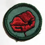 Girl Scout 1963-1970 Junior COLLECTOR BADGE Cedar Chest Patch Cheesecloth Back