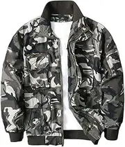 [Aoleaky] Winter Jacket Men Stand Collar Camo Jacket Multi-Pocket Fleece Casual Wear Overalls Men Thick Male Coats