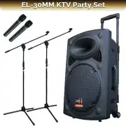 E-lektron Kvocal 12 Portable Bluetooth PA Speaker w/ 2 Wireless Mics ans stands
