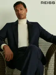 Reiss Navy Poker Peak Lapel Regular Fit Single Breasted Tuxedo Jacket (D40034) | $670
