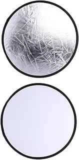 CONGARTENO 30cm 2-in-1 Photo Reflector Light Diffuser Round Silver White Portable Nylon for Outdoor