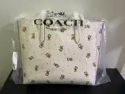 Coach Bears Highline Chalk Gold Leather Tote Bear Print Print Handbag Brand New