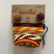 BUENA ONDA Canasta Ball Set Colorful Crocheted Bag and 8 Game Balls Brand New!