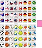 National Flag Mahjong Game Set | Mahjong Flag Pattern Game Blocks - Interactive Board Activity Toy for Family Night Spring Vacation Travel Picnic