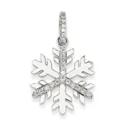 14K White Gold Diamond Large Snowflake Pendant