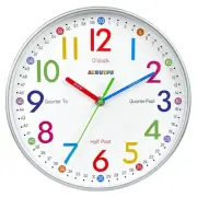 Wall Clock for Kids Learning to Tell Time, 12 Inch Silent Analog Clock for Ki...