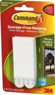 3M Command 17206 Picture Hanging Strip, 4 lb/set, Foam, White For 24x36 in Frame