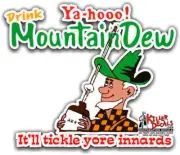 (MTDEW#3) 6" MT MOUNTAIN DEW HILLBILLY COOLER POP SODA MACHINE DECAL
