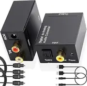 tunghey 2Pack DAC 192KHz Digital to Analog Audio Converter, Optical to RCA Adapter with Optical Coaxial Cable, Toslink Optical to RCA Adapter for PS4 HD DVD Home Cinema Systems