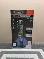 Defiant Smart Outdoor 4' 6-Outlet Power Stake Timer + Holiday Lights Projector