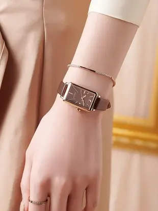 julius聚利時女士手錶學生方形復古時尚小表石英皮帶手錶女錶